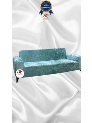 Parlak Kadife Geometrik Desenli Koruyucu Giydirme Koltuk Örtüsü - Mint - 3'lü (1 Parça)