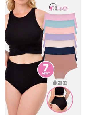 Hilady Kadın Külot, Kadın Yüksek Bel Külot, Pamuklu Yumuşak Kumaş, 7'li Paket