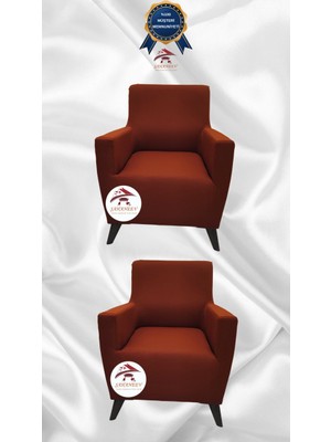 Mikro Lastikli Kaymaz Elastik Koruyucu Giydirme Koltuk Örtüsü - Kiremit - 1+1 (2 Parça Set)