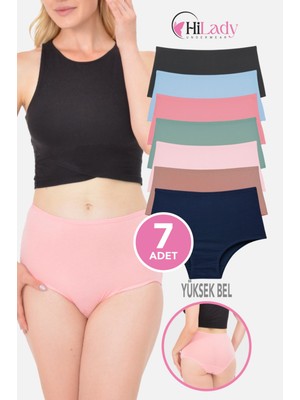 Hilady Kadın Külot, Kadın Yüksek Bel Külot, Pamuklu Yumuşak Kumaş, 7'li Paket