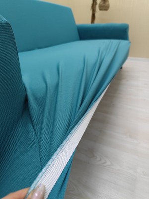 Mikro Lastikli Kaymaz Elastik Koruyucu Kolsuz Koltuk Örtüsü - Mavi - 1+1 (2 Parça Set)