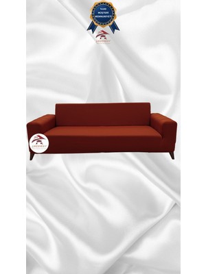 Mikro Lastikli Kaymaz Elastik Koruyucu Giydirme Koltuk Örtüsü - Kiremit - 3'lü (1 Parça)