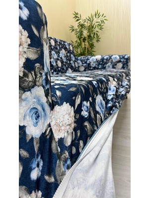 Baskı Desenli Elastik Esnek Kadife Koruyucu Kolsuz Koltuk Örtüsü - Bk-08 - 3+1+1 (3 Parça Set)