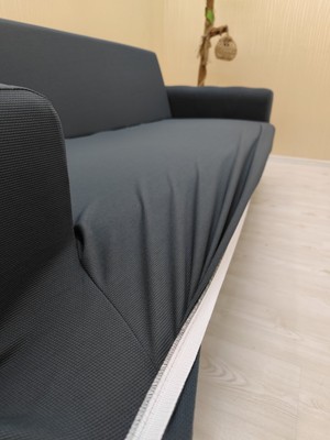 Mikro Lastikli Kaymaz Elastik Koruyucu Giydirme Koltuk Örtüsü - Antrasit - 3+2 (2 Parça Set)