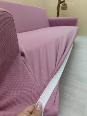 Mikro Lastikli Kaymaz Elastik Koruyucu Kolsuz Koltuk Örtüsü - Pudra - 3+2+2 (3 Parça Set)
