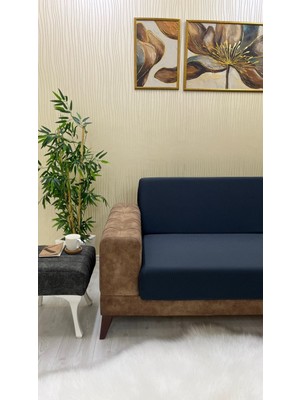 Mikro Lastikli Kaymaz Elastik Koruyucu Kolsuz Koltuk Örtüsü - Siyah - 3+2+2 (3 Parça Set)