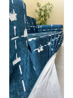 Baskı Desenli Elastik Esnek Kadife Koruyucu Kolsuz Koltuk Örtüsü - Bk-20 - 1+1 (2 Parça Set)