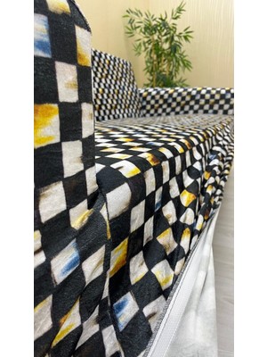 Baskı Desenli Elastik Esnek Kadife Koruyucu Kolsuz Koltuk Örtüsü - Bk-09 - 3+3+2 (3 Parça Set)