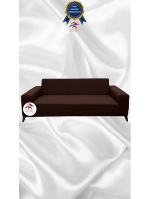 Mikro Lastikli Kaymaz Elastik Koruyucu Giydirme Koltuk Örtüsü - Kahverengi - 3'lü (1 Parça)