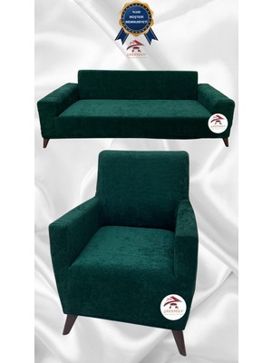 Baby Face Lastikli Koruyucu Giydirme Koltuk Örtüsü - Zümrüt Yeşili - 3+1 (2 Parça Set)