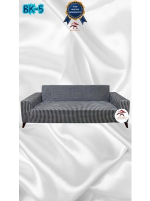 Baskı Desenli Elastik Esnek Kadife Koruyucu Giydirme Koltuk Örtüsü - Bk-05 - 3'lü (1 Parça)