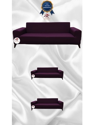 Mikro Lastikli Kaymaz Elastik Koruyucu Giydirme Koltuk Örtüsü - Fuşya - 3+2+2 (3 Parça Set)