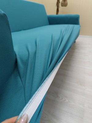 Mikro Lastikli Kaymaz Elastik Koruyucu Giydirme Koltuk Örtüsü - Mavi - Tekli (1 Parça)