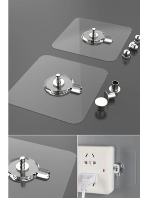 Mucit Home 2 Adet Kendinden Yapışkanlı Duvar Kancaları Şeffaf Raf Duvar Askıları Mutfak Banyo Vida Kanca Çivi