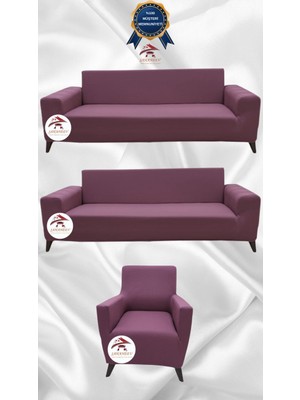 Mikro Lastikli Kaymaz Elastik Koruyucu Giydirme Koltuk Örtüsü - Gülkurusu - 3+3+1 (3 Parça Set)