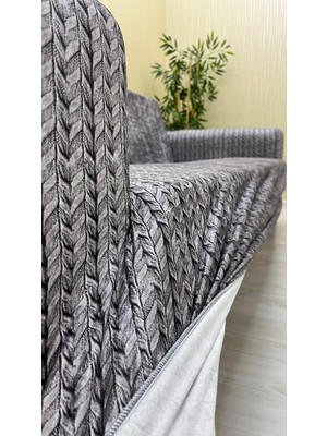 Baskı Desenli Elastik Esnek Kadife Koruyucu Kolsuz Koltuk Örtüsü - Bk-12 - 3+1+1 (3 Parça Set)