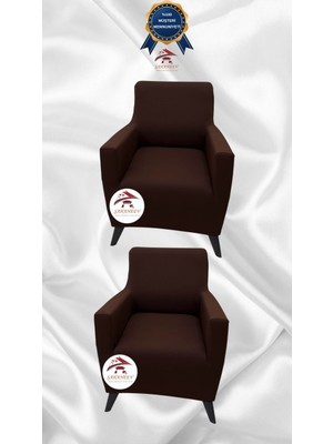 Mikro Lastikli Kaymaz Elastik Koruyucu Giydirme Koltuk Örtüsü - Kahverengi - 1+1 (2 Parça Set)