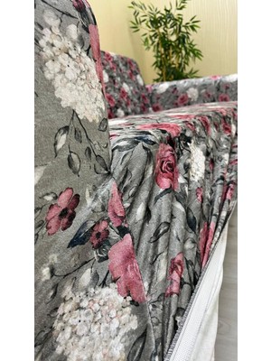 Baskı Desenli Elastik Esnek Kadife Koruyucu Kolsuz Koltuk Örtüsü - Bk-04 - 3+3+1 (3 Parça Set)