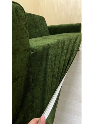 Baby Face Lastikli Koruyucu Kolsuz Koltuk Örtüsü - Haki Yeşili - 3+2+2 (3 Parça Set)