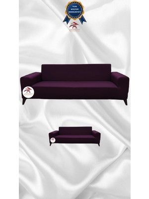 Mikro Lastikli Kaymaz Elastik Koruyucu Giydirme Koltuk Örtüsü - Fuşya - 3+2 (2 Parça Set)