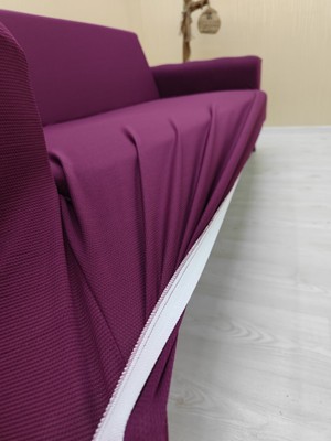 Mikro Lastikli Kaymaz Elastik Koruyucu Kolsuz Koltuk Örtüsü - Fuşya - 3+2+1 (3 Parça Set)