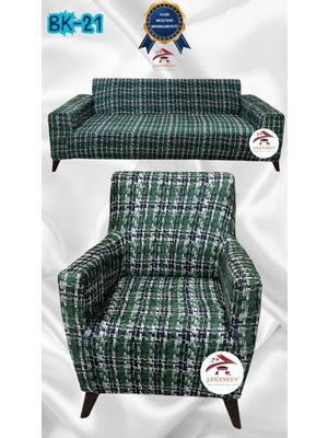 Baskı Desenli Elastik Esnek Kadife Koruyucu Giydirme Koltuk Örtüsü - Bk-21 - 3+1 (2 Parça Set)