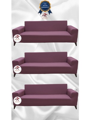 Mikro Lastikli Kaymaz Elastik Koruyucu Giydirme Koltuk Örtüsü - Gülkurusu - 3+3+3 (3 Parça Set)