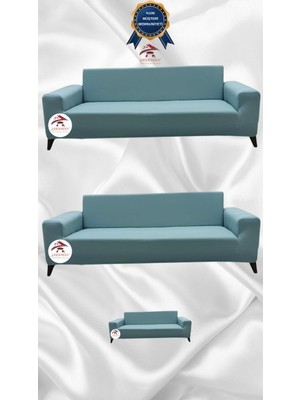 Mikro Lastikli Kaymaz Elastik Koruyucu Giydirme Koltuk Örtüsü - Mint - 3+3+2 (3 Parça Set)