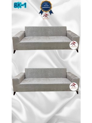 Baskı Desenli Elastik Esnek Kadife Koruyucu Giydirme Koltuk Örtüsü - Bk-01 - 3+3 (2 Parça Set)