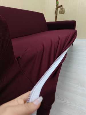 Mikro Lastikli Kaymaz Elastik Koruyucu Giydirme Koltuk Örtüsü - Bordo - 3+2 (2 Parça Set)
