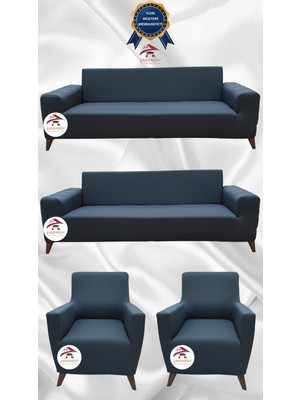 Mikro Lastikli Kaymaz Elastik Koruyucu Giydirme Koltuk Örtüsü - Antrasit - 3+3+1+1 (4 Parça Set)