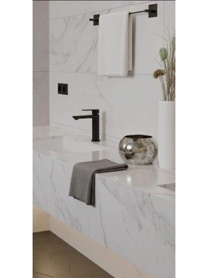 Octopus Bazaar Yapışkanlı Siyah Banyo Uzun Havluluk Wc Rulo Tuvalet Kağıtlık