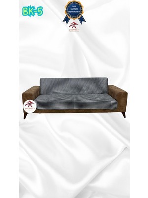 Baskı Desenli Elastik Esnek Kadife Koruyucu Kolsuz Koltuk Örtüsü - Bk-05 - 3'lü Set (1 Parça)