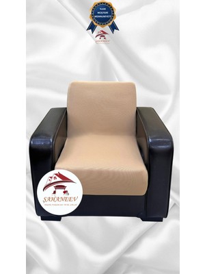 Mikro Lastikli Kaymaz Elastik Koruyucu Kolsuz Koltuk Örtüsü - Sütlü Kahve - Tekli (1 Parça)