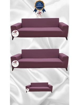 Mikro Lastikli Kaymaz Elastik Koruyucu Giydirme Koltuk Örtüsü - Gülkurusu - 3+3+2 (3 Parça Set)