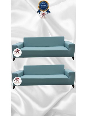 Mikro Lastikli Kaymaz Elastik Koruyucu Giydirme Koltuk Örtüsü - Mint - 3+3 (2 Parça Set)
