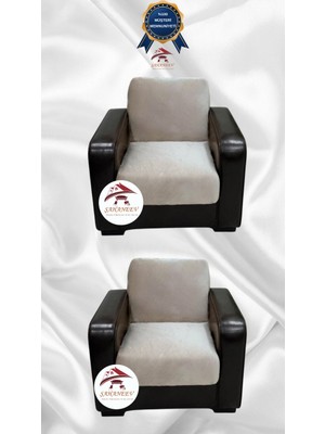 Italyan Süet Koruyucu Esnek Elastik Kolsuz Koltuk Örtüsü - Bej - 1+1 (2 Parça Set)