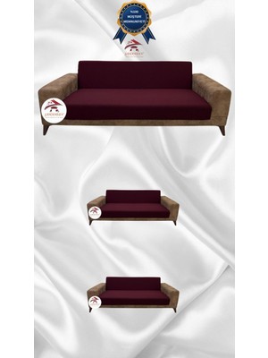 Mikro Lastikli Kaymaz Elastik Koruyucu Kolsuz Koltuk Örtüsü - Bordo - 3+2+2 (3 Parça Set)