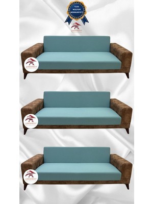 Mikro Lastikli Kaymaz Elastik Koruyucu Kolsuz Koltuk Örtüsü - Mint - 3+3+3 (3 Parça Set)