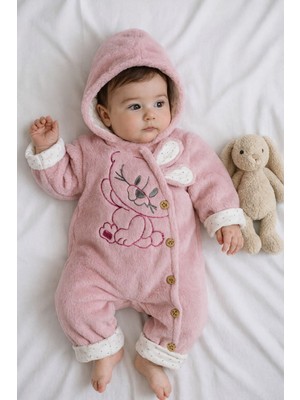 Aki Moda Kids Kız Bebek Yan Tavşan Detaylı Peluş Tulum Kalıbı Büyüktür