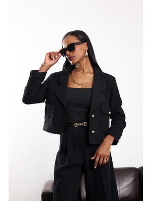 5in1Canpolat Siyah Yün Karışımlı Tüvit Ceket 03016