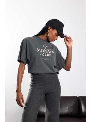 5in1Canpolat Antrasit Monaco Baskılı Yıkamalı Tişört