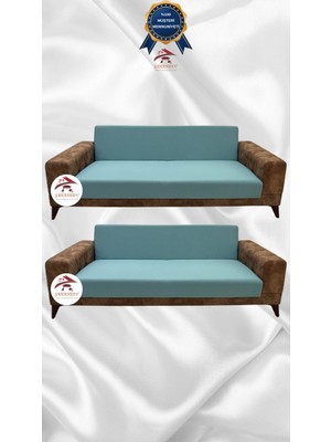 Mikro Lastikli Kaymaz Elastik Koruyucu Kolsuz Koltuk Örtüsü - Mint - 3+3 (2 Parça Set)