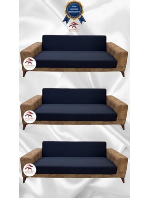 Mikro Lastikli Kaymaz Elastik Koruyucu Kolsuz Koltuk Örtüsü - Antrasit - 3+3+3 (3 Parça Set)