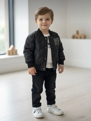 Mutlu Bebe Bulvar 93 Panç Işleme Detaylı 3 Lü Bayramlık Erkek Çocuk Takım - Siyah