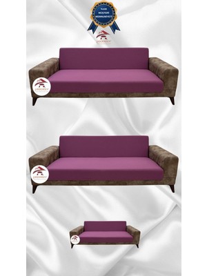 Mikro Lastikli Kaymaz Elastik Koruyucu Kolsuz Koltuk Örtüsü - Gülkurusu - 3+3+2 (3 Parça Set)