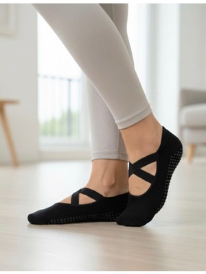 Bemp 3’lü Bantlı Tabanı Kaydırmaz Pilates Çorabı