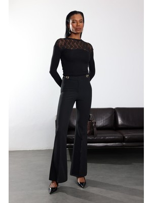 5in1Canpolat Siyah Ispanyol Kumaş Pantolon 1273