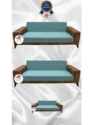 Mikro Lastikli Kaymaz Elastik Koruyucu Kolsuz Koltuk Örtüsü - Mint - 3+3+2 (3 Parça Set)