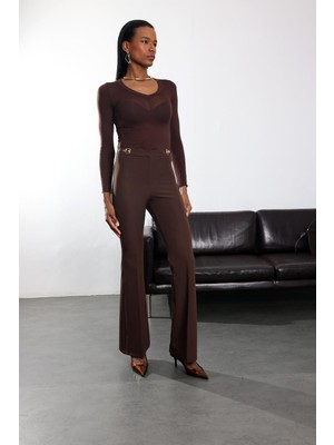 5in1Canpolat Kahverengi Ispanyol Kumaş Pantolon 1273